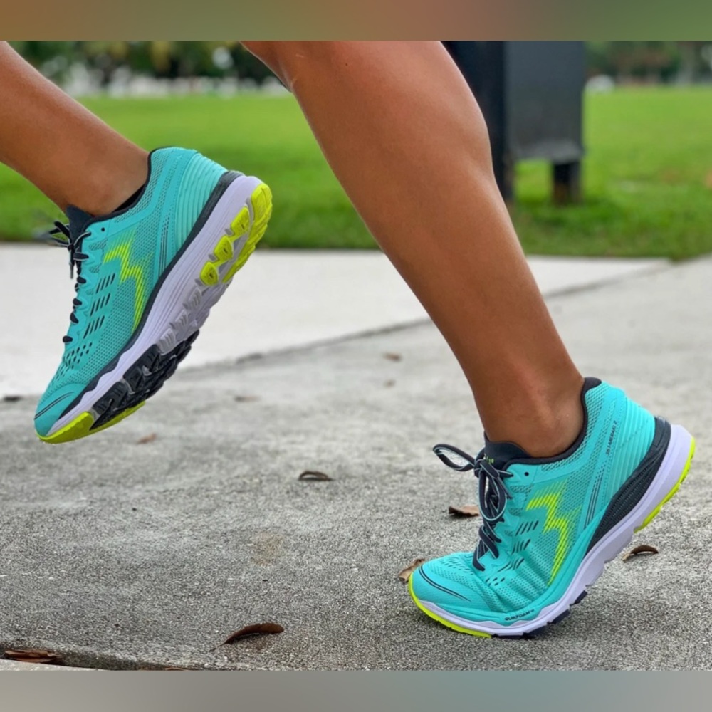 Women’s Athletic Running Shoes - Turquoise with Lime Accent